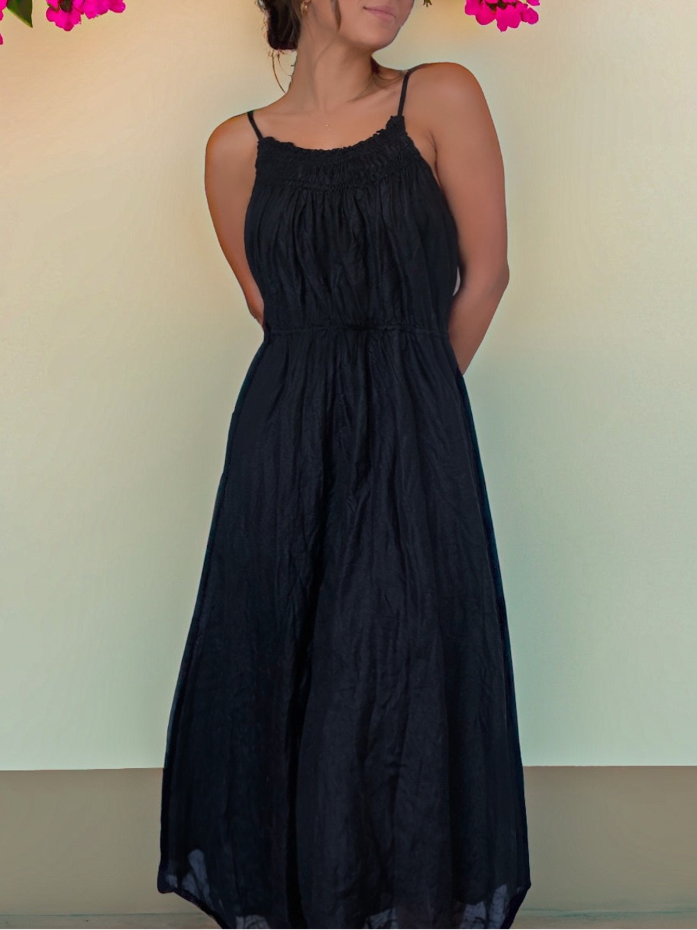 FRAME black spaghetti strap dress